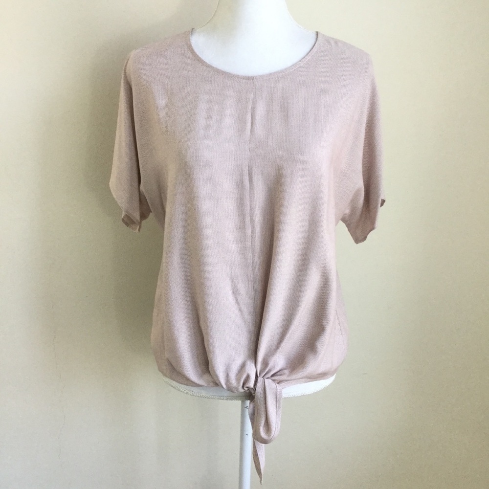 Madewell Stripe Blouse Tie Front Top Button Detail